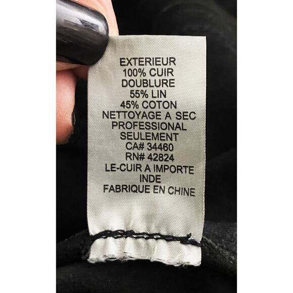 Yaya Aflalo Women's Leather Linen Cropped Moto Black Lightweight Jacket Shacket - Picture 9 of 10